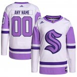 Maglia Hockey Seattle Kraken Personalizzate Fights Cancer Autentico Bianco Viola