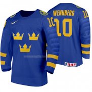Maglia Hockey Suecia Alexander Wennberg Away 2020 Iihf World Junior Championships Blu