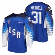 Maglia Hockey USA Brandon Maxwell 2018 Olympic Blu2