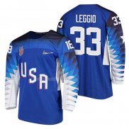 Maglia Hockey USA David Leggio 2018 Olympic Blu2
