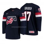 Maglia Hockey USA Jonathan Gruden 2018 Iihf World Championship Giocatore Blu