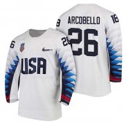 Maglia Hockey USA Mark Arcobello 2018 Olympic Bianco