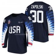 Maglia Hockey USA Ryan Zapolski 2018 Olympic Blu