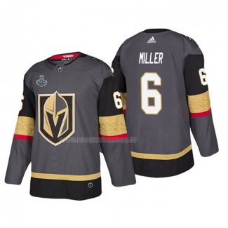Maglia Hockey Vegas Golden Knights Colin Miller Bound Patch 2018 Stanley Cup Final Gris