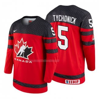 Maglia Hockey Canada Jonathan Tychonick 2018 Iihf World Championship Giocatore Rosso