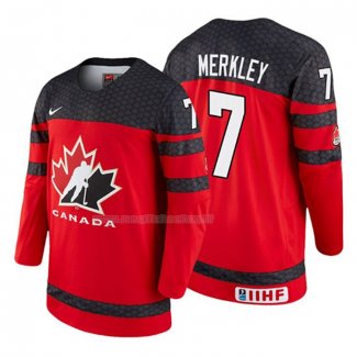 Maglia Hockey Canada Ryan Merkley 2018 Iihf World Championship Giocatore Rosso