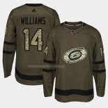 Maglia Hockey Carolina Hurricanes Justin Williams 2018 Salute To Service Verde Militare