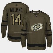 Maglia Hockey Carolina Hurricanes Justin Williams 2018 Salute To Service Verde Militare