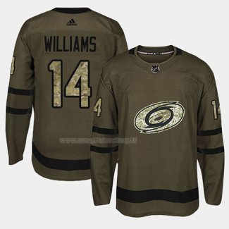 Maglia Hockey Carolina Hurricanes Justin Williams 2018 Salute To Service Verde Militare