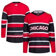 Maglia Hockey Chicago Blackhawks Reverse Throwback Autentico Blank Rosso