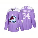 Maglia Hockey Colorado Avalanche Carl Soderberg Autentico 2018 Fights Cancer Viola