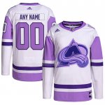 Maglia Hockey Colorado Avalanche Personalizzate Fights Cancer Autentico Bianco Viola