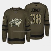 Maglia Hockey Columbus Blue Jackets Boone Jenner 2018 Salute To Service Verde Militare