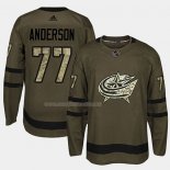 Maglia Hockey Columbus Blue Jackets Josh Anderson 2018 Salute To Service Verde Militare