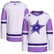 Maglia Hockey Dallas Stars Blank Practice Autentico 2018 Fights Cancer Bianco Viola