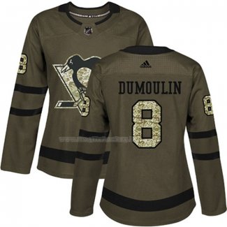 Maglia Hockey Donna Pittsburgh Penguins Brian Dumoulin 2018 Salute To Service Verde Militare