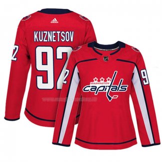 Maglia Hockey Donna Washington Capitals Evgeny Kuznetsov Home Autentico Giocatore Rosso