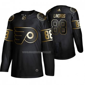 Maglia Hockey Golden Edition Philadelphia Flyers Eric Lindros Retired Giocatore Autentico Nero