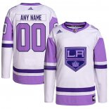 Maglia Hockey Los Angeles Kings Personalizzate Fights Cancer Autentico Bianco Viola