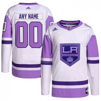 Maglia Hockey Los Angeles Kings Personalizzate Fights Cancer Autentico Bianco Viola