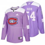 Maglia Hockey Montreal Canadiens Charles Hudon 2018 Fights Cancer Viola