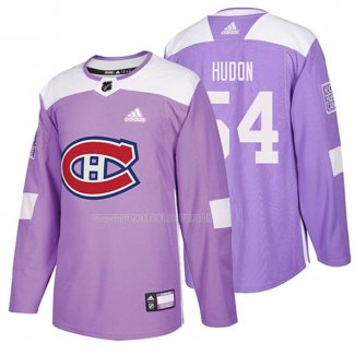 Maglia Hockey Montreal Canadiens Charles Hudon 2018 Fights Cancer Viola