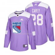 Maglia Hockey New York Rangers Paul Carey 2018 Fights Cancer Viola