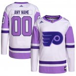 Maglia Hockey Philadelphia Flyers Personalizzate Fights Cancer Autentico Bianco Viola