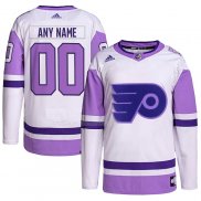 Maglia Hockey Philadelphia Flyers Personalizzate Fights Cancer Autentico Bianco Viola