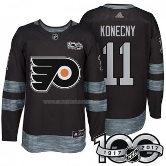 Maglia Hockey Philadelphia Flyers Travis Konecny 1917-2017 100th Anniversario Nero