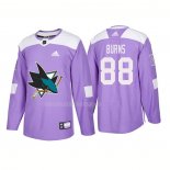Maglia Hockey San Jose Sharks Brent Burns Autentico 2018 Fights Cancer Viola