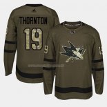Maglia Hockey San Jose Sharks Joe Thornton 2018 Salute To Service Verde Militare