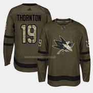 Maglia Hockey San Jose Sharks Joe Thornton 2018 Salute To Service Verde Militare