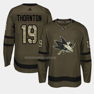 Maglia Hockey San Jose Sharks Joe Thornton 2018 Salute To Service Verde Militare