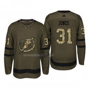Maglia Hockey San Jose Sharks Martin Jones 31 2018 Salute To Service Verde Militare