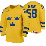 Maglia Hockey Suecia Anton Lander Home 2020 Iihf World Giallo