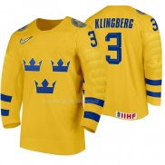 Maglia Hockey Suecia John Klingberg Home 2020 Iihf World Giallo