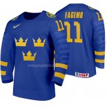 Maglia Hockey Suecia Samuel Fagemo Away 2020 Iihf World Junior Championship Blu