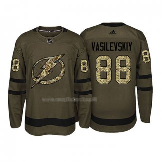 Maglia Hockey Tampa Bay Lightning Andrei Vasilevskiy 2018 Salute To Service Verde Militare