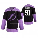 Maglia Hockey Tampa Bay Lightning Steven Stamkos 2019 Fights Cancer Nero