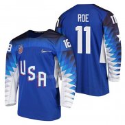 Maglia Hockey USA Garrett Roe 2018 Olympic Blu2