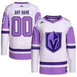 Maglia Hockey Vegas Golden Knights Personalizzate Fights Cancer Autentico Bianco Viola