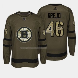 Maglia Hockey Boston Bruins David Krejci 2018 Salute To Service Verde Militare