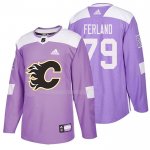 Maglia Hockey Calgary Flames Micheal Ferland 2018 Fights Cancer Viola