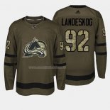 Maglia Hockey Colorado Avalanche Gabriel Landeskog 2018 Salute To Service Verde Militare