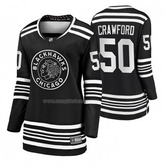 Maglia Hockey Donna Chicago Blackhawks Corey Crawford Premier Alternato Nero