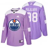 Maglia Hockey Edmonton Oilers Jesse Puljujarvi 2018 Fights Cancer Viola