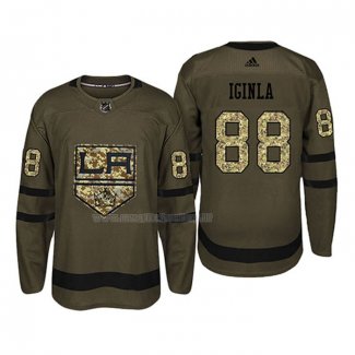 Maglia Hockey Los Angeles Kings Jarome Iginla 2018 Salute To Service Verde Militare