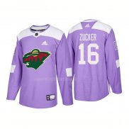 Maglia Hockey Minnesota Wild Jason Zucker Autentico 2018 Fights Cancer Viola