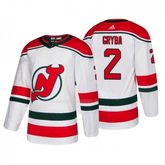 Maglia Hockey New Jersey Devils Eric Gryba Alternato Autentico Bianco